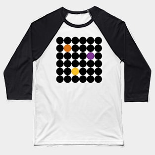 Black dots with orange, yellow and violet points Baseball T-Shirt